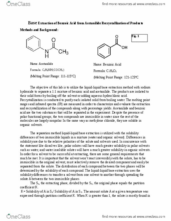 CHEM 233 Lecture Notes - Lecture 6: Acetanilide thumbnail