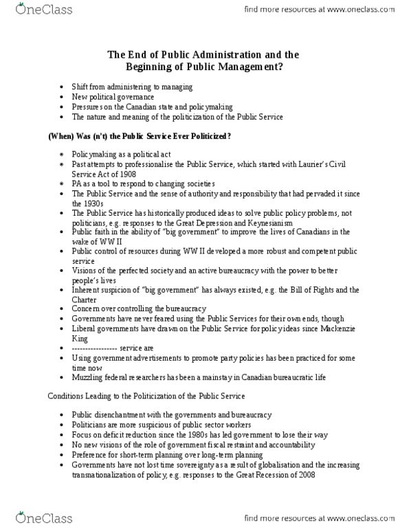 PAP 2300 Lecture Notes - Lecture 12: Information Technology, Public Choice, Treasury Board thumbnail