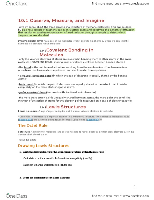 CHMA10H3 Chapter Notes - Chapter 10: Trigonal Pyramidal Molecular Geometry, Isoelectronicity, Bond Energy thumbnail