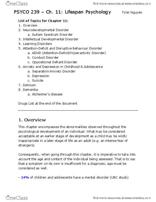 PSYCO239 Chapter Notes - Chapter 11: Phenylalanine, Frontal Lobe, Generalized Anxiety Disorder thumbnail