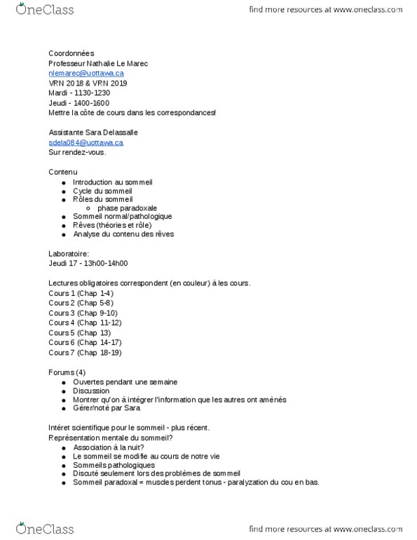 PSY 4727 Lecture Notes - Lecture 1: Dune, Somnolence, Jumeau thumbnail