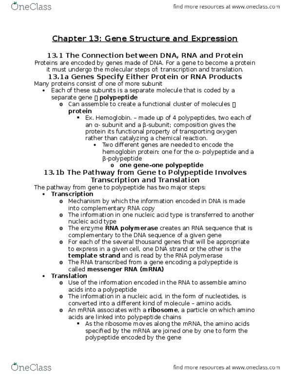 BIOL 1000 Chapter 13: Bio Chapter 13 thumbnail