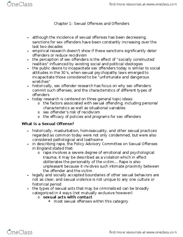 CRIM 316 Chapter Notes - Chapter 1: National Crime Victimization Survey, Independent Community And Health Concern, Voyeurism thumbnail