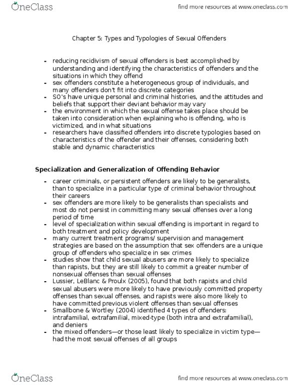 CRIM 316 Chapter Notes - Chapter 5: Dysphoria, Sam Groth, Courtship Disorder thumbnail