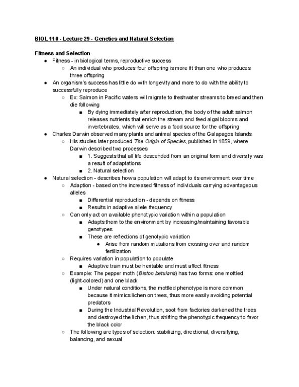 BIOL 110 Lecture Notes - Lecture 29: Genotype, Lichen, Soot thumbnail