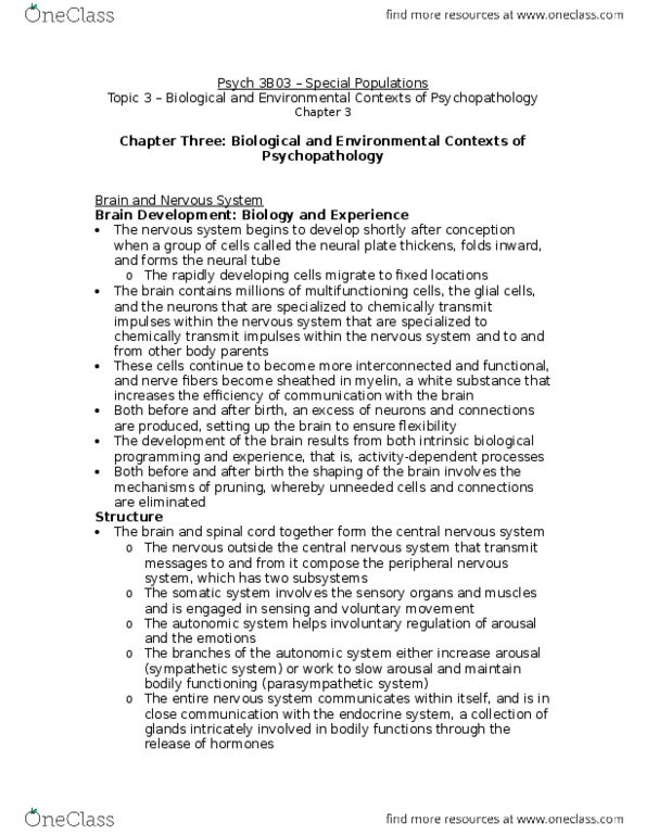 PSYCH 2AP3 Chapter Notes - Chapter 3: Classical Conditioning, Birth Weight, Parenting thumbnail