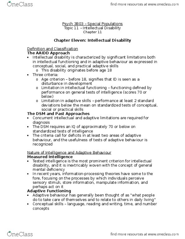 PSYCH 2AP3 Chapter 11: Topic 11 – Intellectual Disability thumbnail