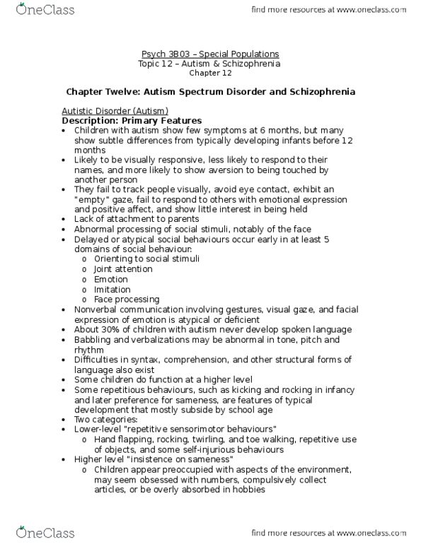 PSYCH 2AP3 Chapter 12: Topic 12 – Autism & Schizophrenia thumbnail