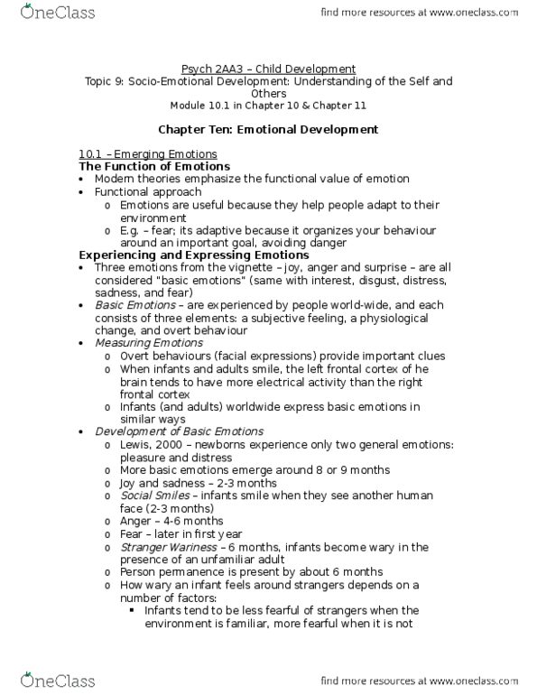 PSYCH 2AA3 Chapter Notes - Chapter 9: 18 Months, Ambivalence, Autobiographical Memory thumbnail