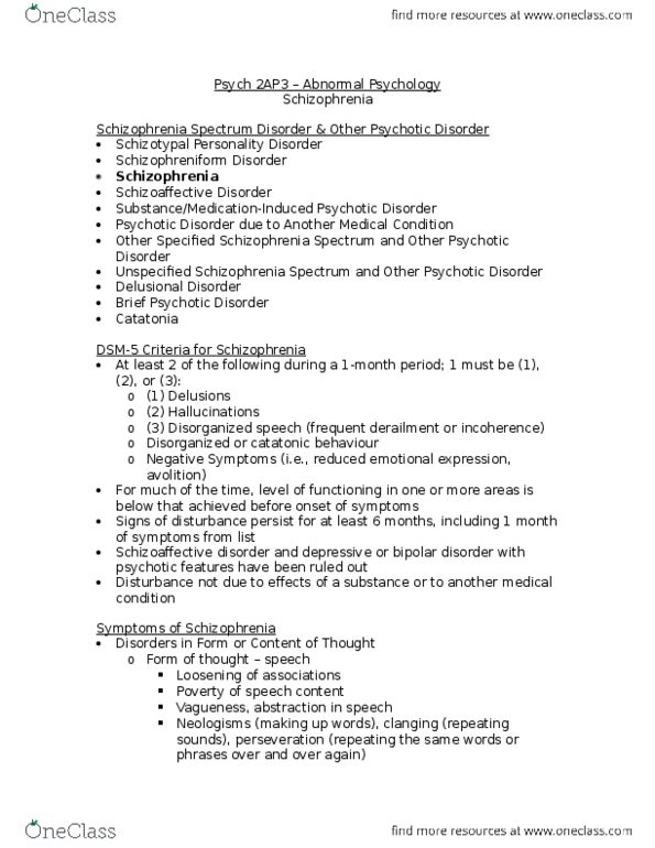 PSYCH 2AP3 Lecture Notes - Lecture 9: Mania, Viral Disease, Metabotropic Glutamate Receptor 3 thumbnail