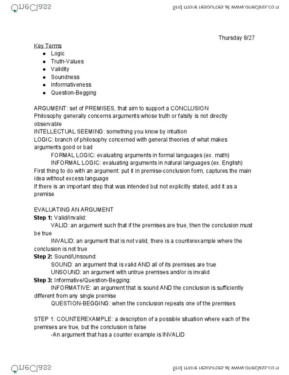 PHIL 10100 Lecture Notes - Lecture 1: Personal Identity, Peanut Butter, Henrietta Lacks thumbnail