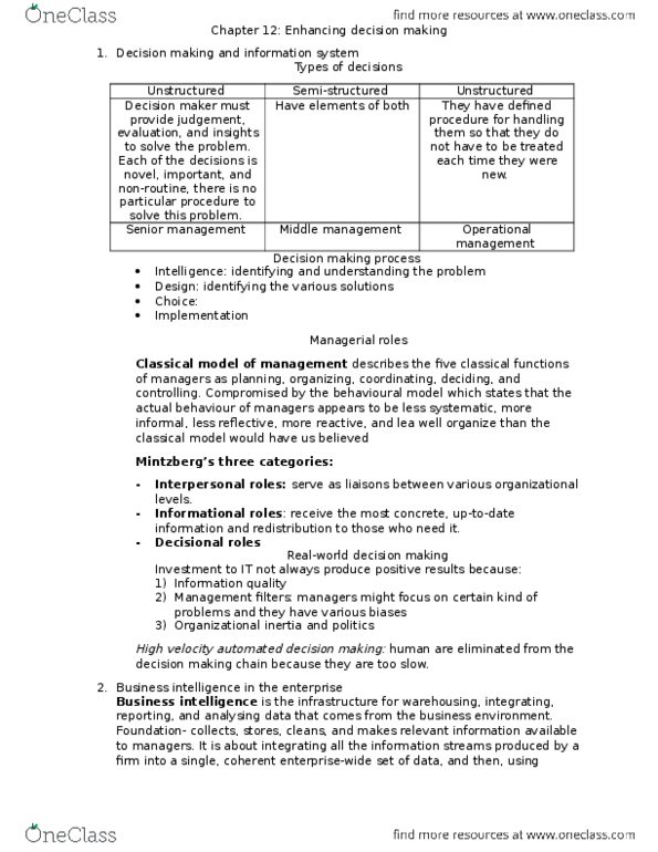 ITM 102 Lecture Notes - Lecture 12: Sas Institute, Business Performance Management, User Interface thumbnail