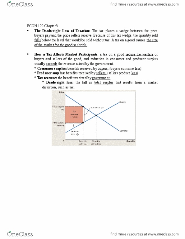 ECON102 Lecture Notes - Lecture 8: Price Floor, Price Ceiling, Deadweight Loss thumbnail