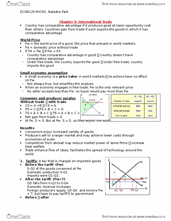 EC120 Lecture Notes - Lecture 6: North American Free Trade Agreement, Shortage, Deadweight Loss thumbnail