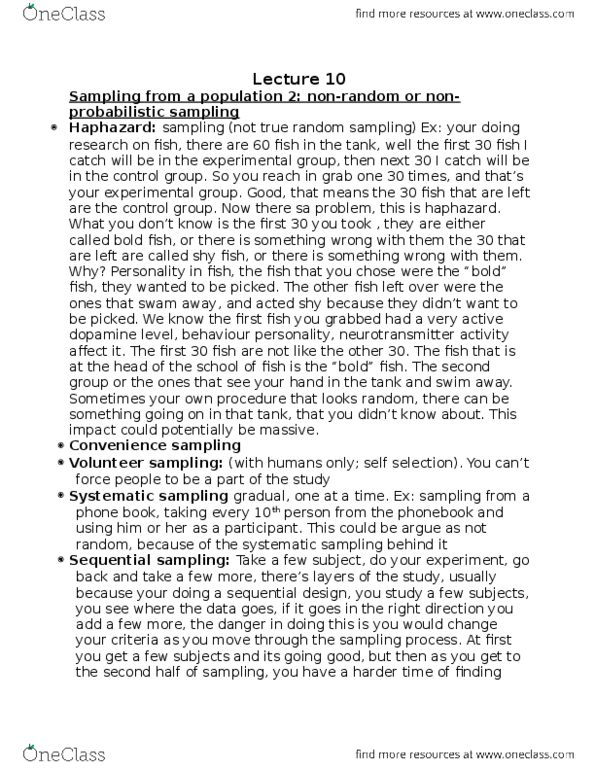 PSYO 2000 Lecture Notes - Lecture 10: Quota Sampling, Internal Consistency, Standard Deviation thumbnail