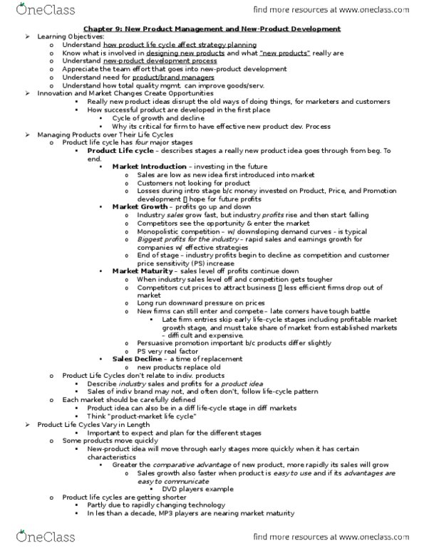 MGT 3300 Chapter Notes - Chapter 9: Mycoplasma, Swot Analysis, Testng thumbnail