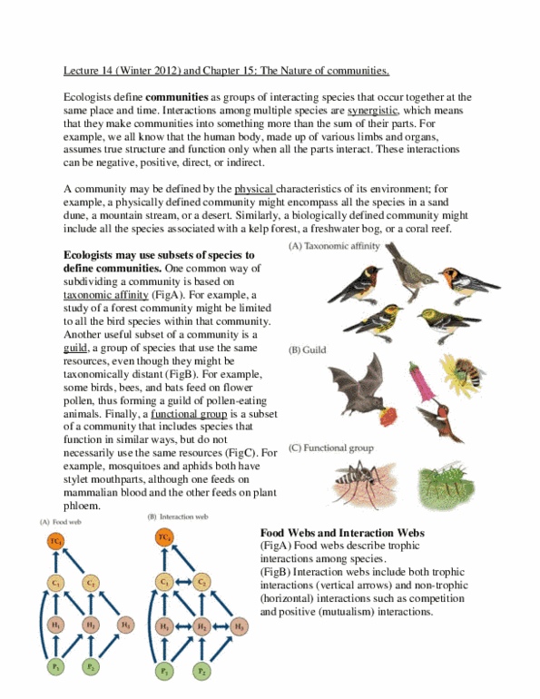 BIOB50H3 Lecture Notes - Lecture 14: Umber, Diversity Index, Food Web thumbnail