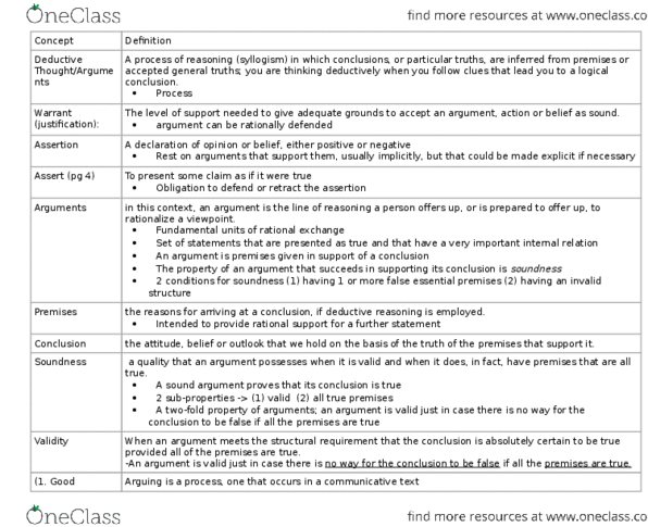 PHIL145 Chapter Notes - Chapter 1: Law Of Excluded Middle, Modus Ponens, Argumentum A Fortiori thumbnail