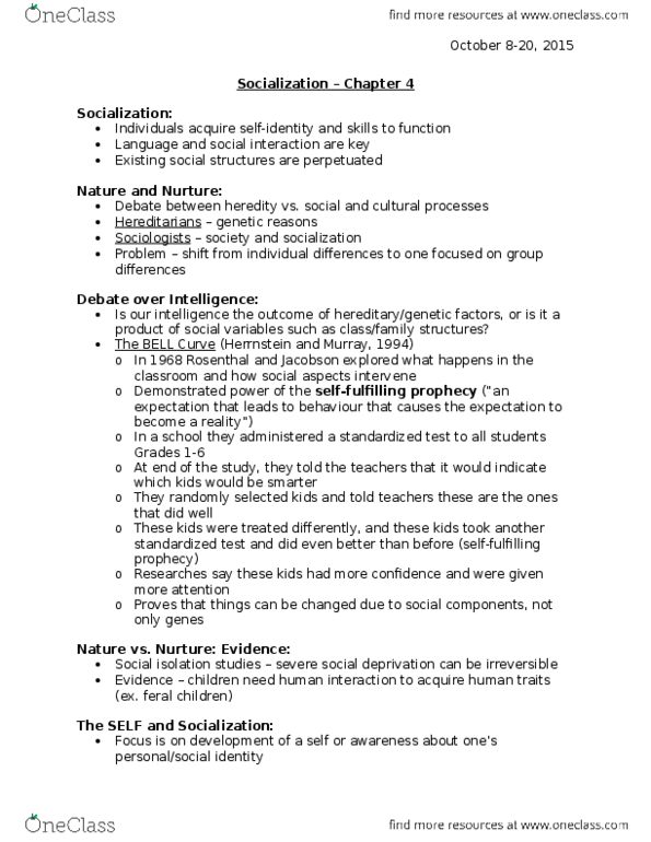 SY101 Lecture Notes - Lecture 4: Erving Goffman, Impression Management, Corporal Punishment thumbnail