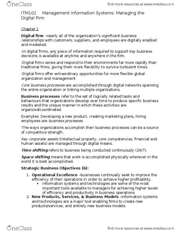 ITM 102 Lecture 1: Information Systems in Business Today thumbnail