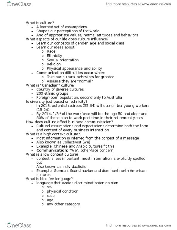 BU208 Lecture Notes - Lecture 4: Active Listening, High-Context And Low-Context Cultures, Business Communication thumbnail