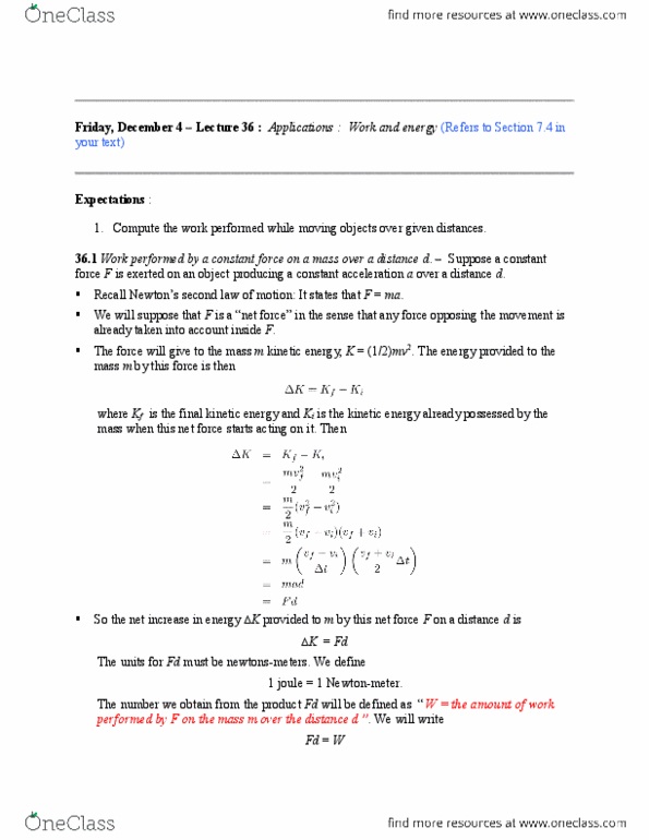 MATH116 Lecture Notes - Lecture 14: Gravitational Potential, Net Force thumbnail