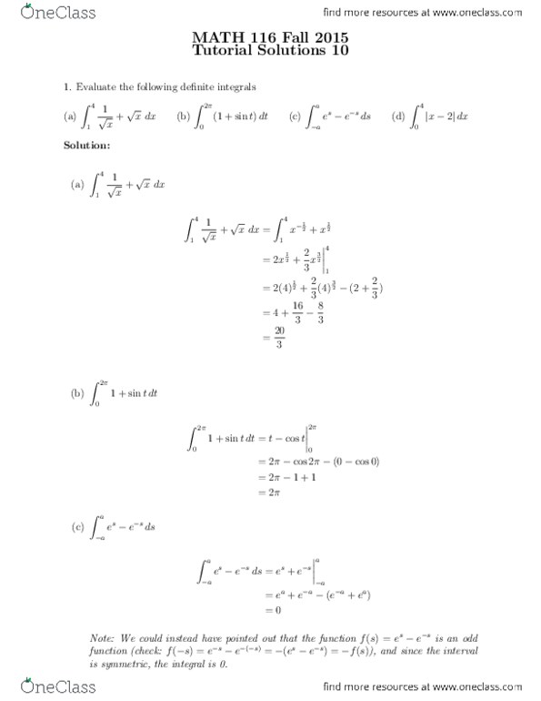 MATH116 Lecture Notes - Lecture 1: Even And Odd Functions thumbnail