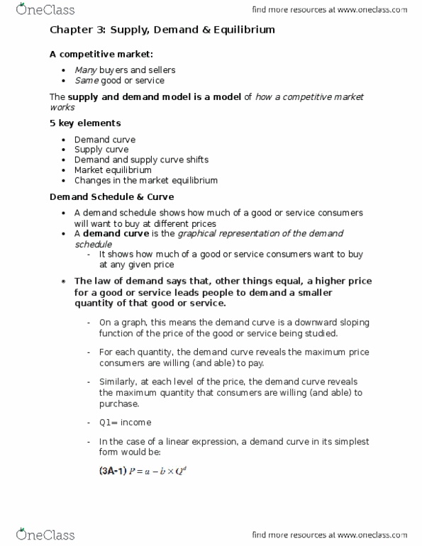 ECN 104 Lecture Notes - Lecture 3: Inferior Good, Normal Good, Market Clearing thumbnail