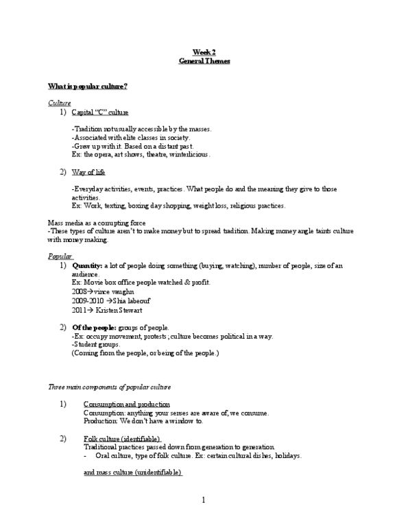 SOC 202 Lecture 2: Week 2 Popular culture Lecture - NotesT.doc thumbnail