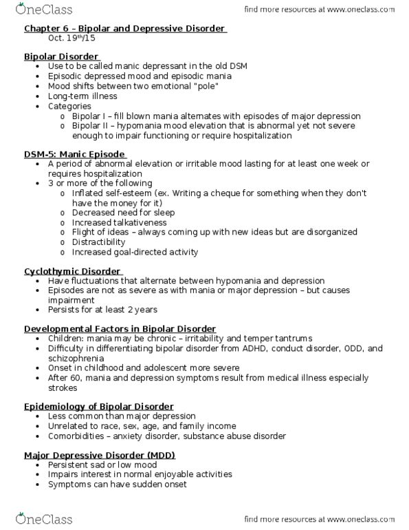 Psychology 2030A/B Chapter Notes - Chapter 6: Anxiety Disorder, Social Isolation, Conduct Disorder thumbnail