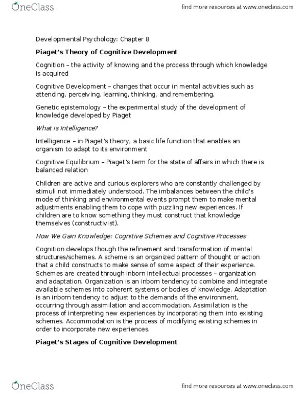 PSYC 2450 Chapter Notes - Chapter 8: Cultural-Historical Psychology, Ontogeny, Lev Vygotsky thumbnail
