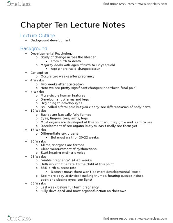 PSY 1001 Lecture Notes - Lecture 1: Cognitive Development, Egocentrism, Language Development thumbnail