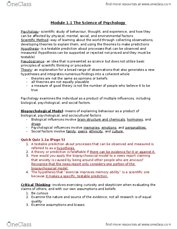 PSYA01H3 Lecture Notes - Lecture 2: Abraham Maslow, Cognitive Psychology, Phlegm thumbnail