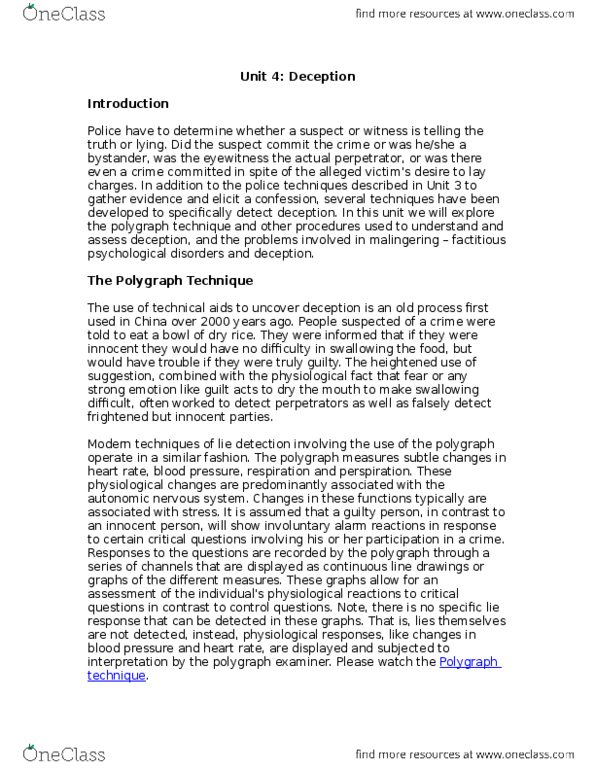 PSYC 3020 Lecture Notes - Lecture 2: Sick Role, Factitious Disorder Imposed On Self, Perjury thumbnail