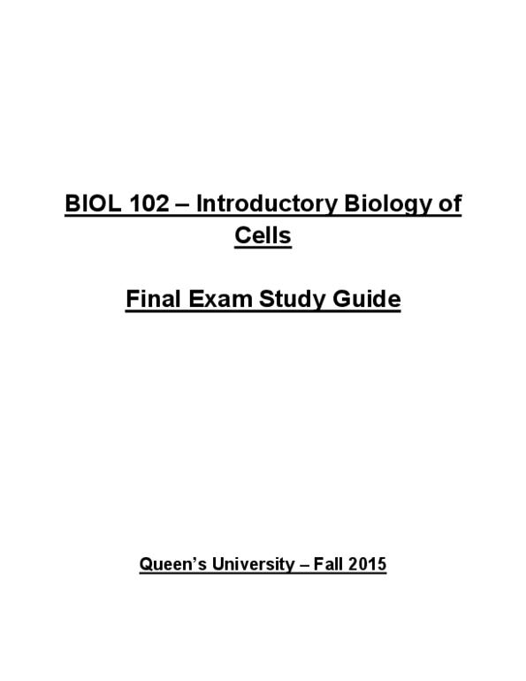 BIOL 102 Final: Complete & Comprehensive 181 Page Exam Study Guide ...