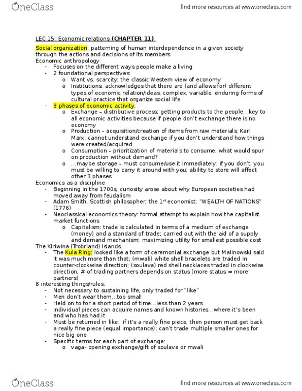 ANTHR101 Lecture Notes - Lecture 15: Participant Observation, Endocannibalism, Culture Shock thumbnail