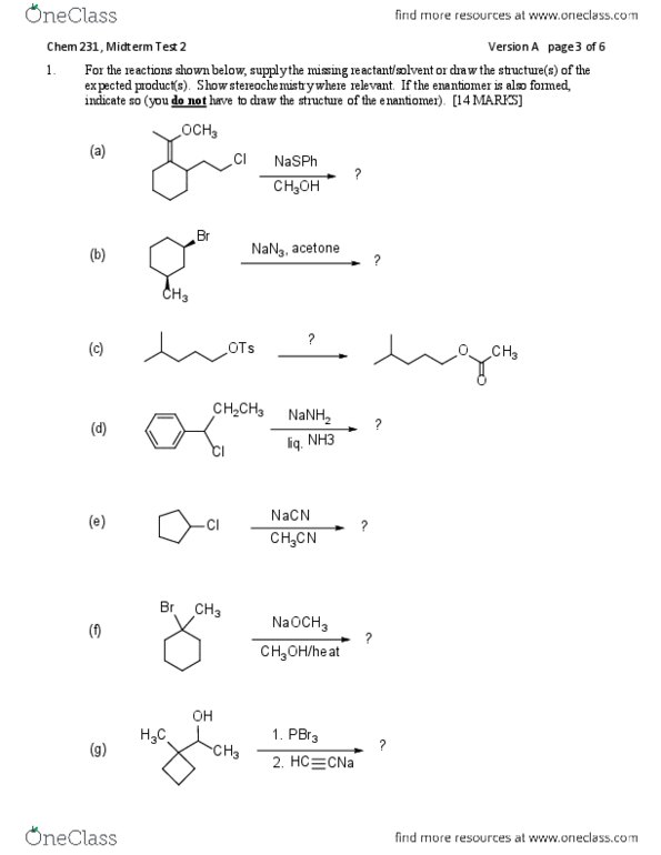 Chem 231 Study Guide - Fall 2015, Midterm - Newman Projection 