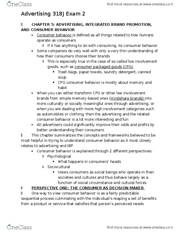 ADV 318J Chapter 5-8: Exam 2 Review thumbnail