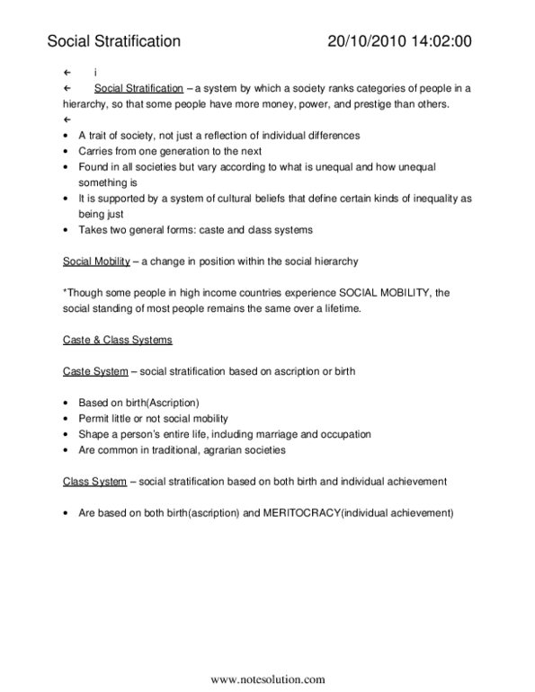 SOC100H5 Lecture : Chapter 10 - Social Stratification - Chapter 10 pp.223-242 thumbnail