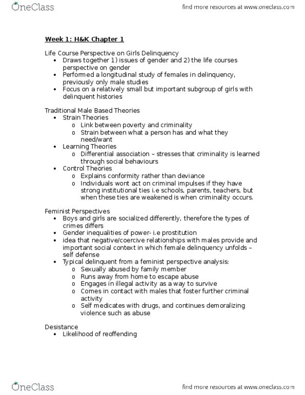 SOCY 389 Chapter Notes - Chapter WEEK ONE: Differential Association, Counterargument, Informal Social Control thumbnail