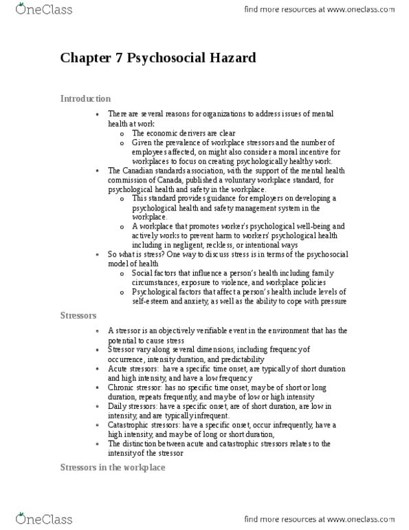 Management and Organizational Studies 3344A/B Chapter Notes - Chapter 7: Negative Affectivity, Carpal Tunnel Syndrome, Coronary Artery Disease thumbnail