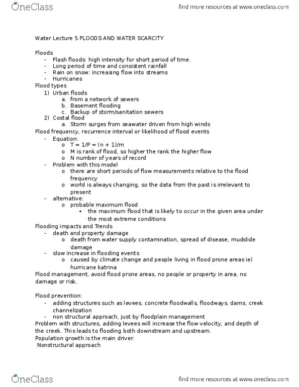 EESA07H3 Lecture Notes - Lecture 5: Data Quality, Water Cycle, Crop Yield thumbnail