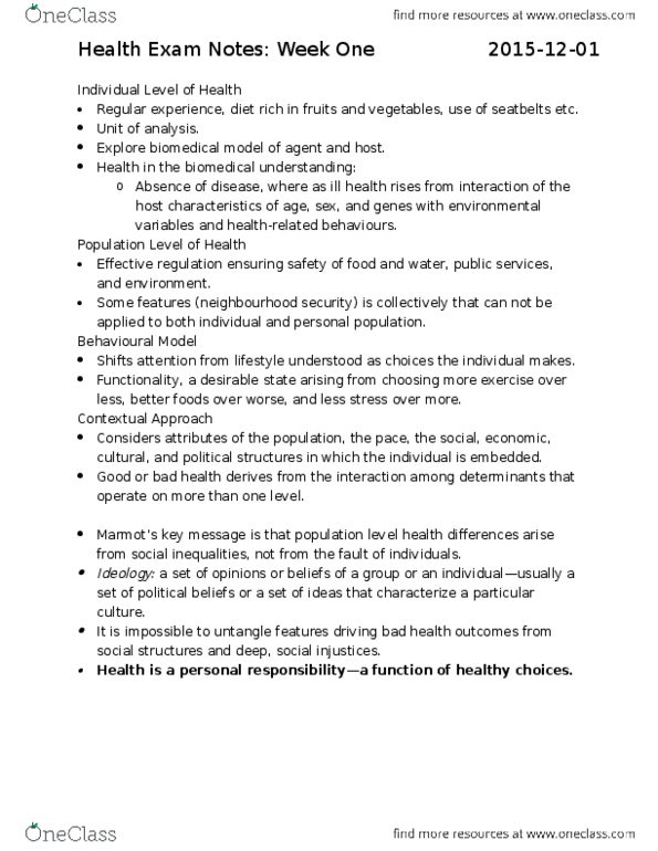 HLTH 101 Lecture Notes - Lecture 12: Posttraumatic Stress Disorder, Low Birth Weight, Technological Change thumbnail