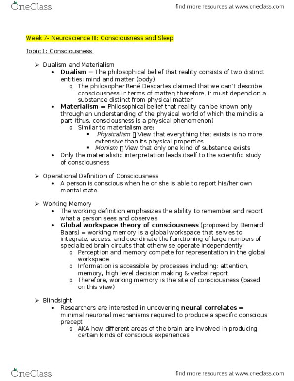 PSYC 100 Lecture Notes - Lecture 7: Slow-Wave Sleep, Signal 2, Parasomnia thumbnail