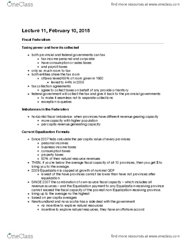 POLS 3210 Lecture Notes - Lecture 11: Escalator, Conditionality, Mowat Centre thumbnail