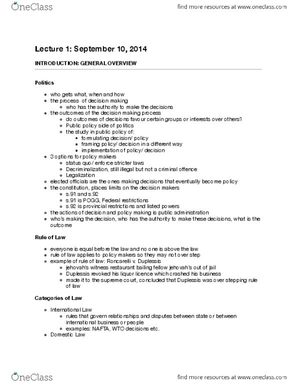 POLS 3130 Lecture Notes - Lecture 1: Legal Positivism, Critical Legal Studies, Substantive Law thumbnail