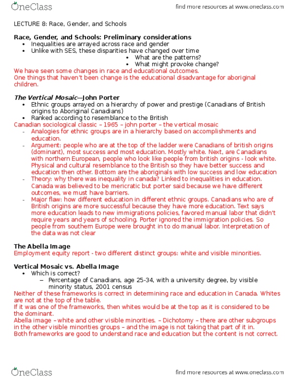 SOC224H5 Lecture Notes - Lecture 8: Intersectionality, Developing Country, Labeling Theory thumbnail