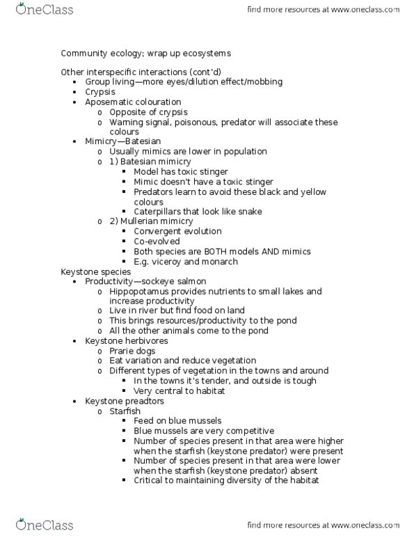 BIOLOGY 1M03 Lecture Notes - Lecture 1: Synchronicity, Hippopotamus, Lichen thumbnail