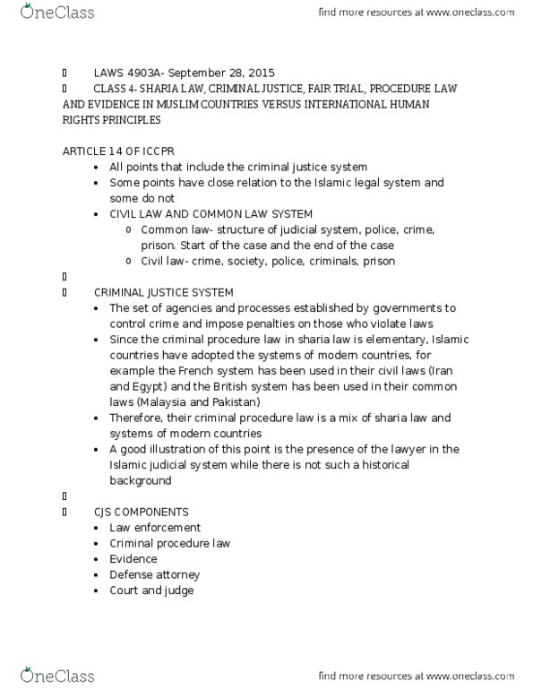 LAWS 4903 Lecture Notes - Lecture 4: Individual And Group Rights, Islamic Extremism, Arraignment thumbnail