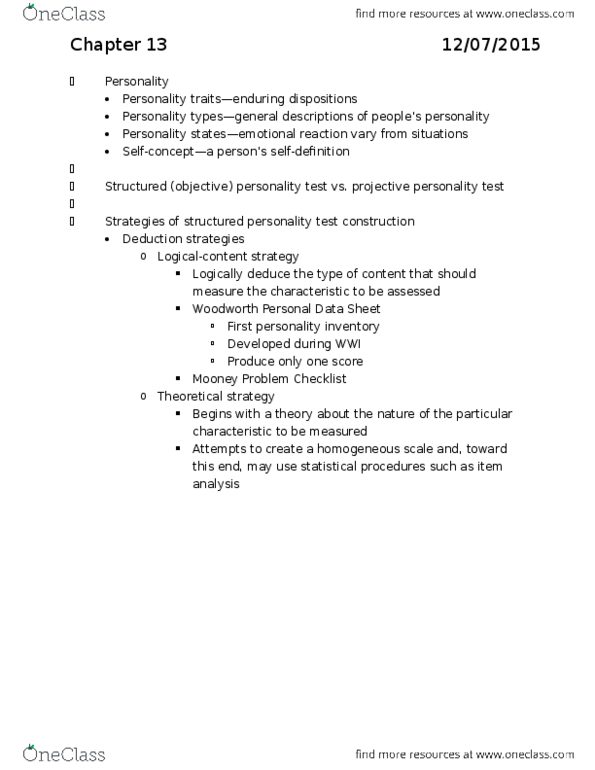 PSYC37H3 Chapter Notes - Chapter 13, 17: Neuroplasticity, Impulsivity, Cohort Study thumbnail